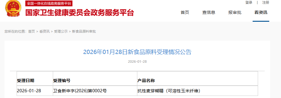 三新食品,受理動態,瑞鮑迪苷D,酶轉化法,抗性麥芽糊精